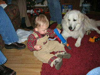 Davis having fun, Christmas 2004